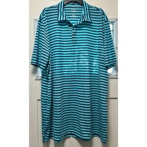 Men’s St. John’s Bay Polo. Blue Green Stripe Collared (543)
